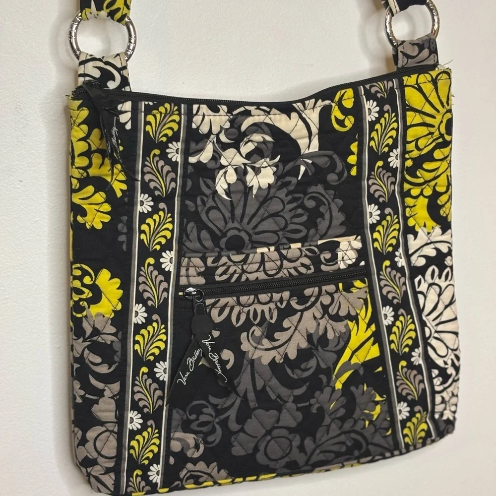 Vera Bradley Black Gray Yellow Floral Backpack & Crossbody Set